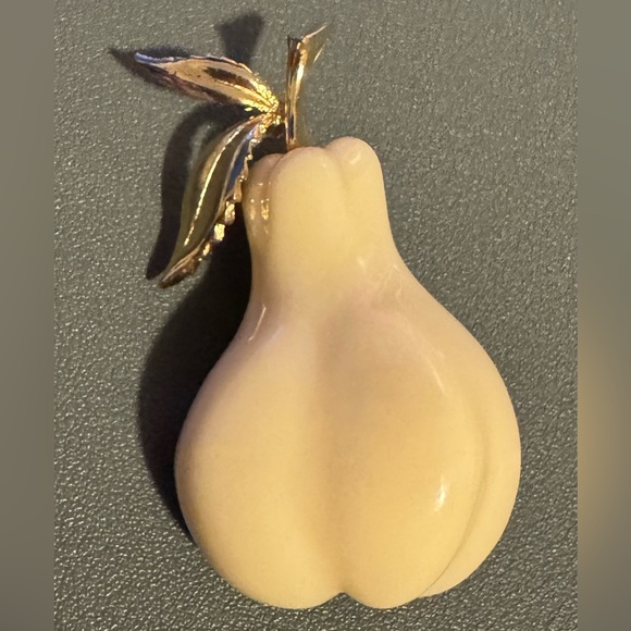 Les Bernard Jewelry - Vintage Cream Pear Les Bernard Brooch Pin